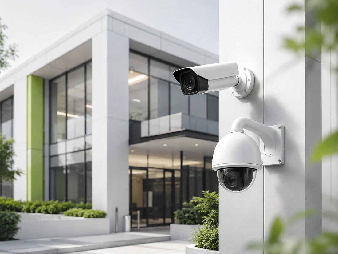 Cámaras de seguridad en edificio comercial